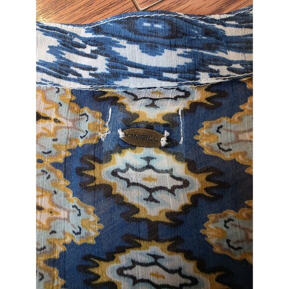 O'Neill Womens Swim Cover Up Sz M Blue Multi Bali Print Sheer Boho‎ - Picture 8 of 12